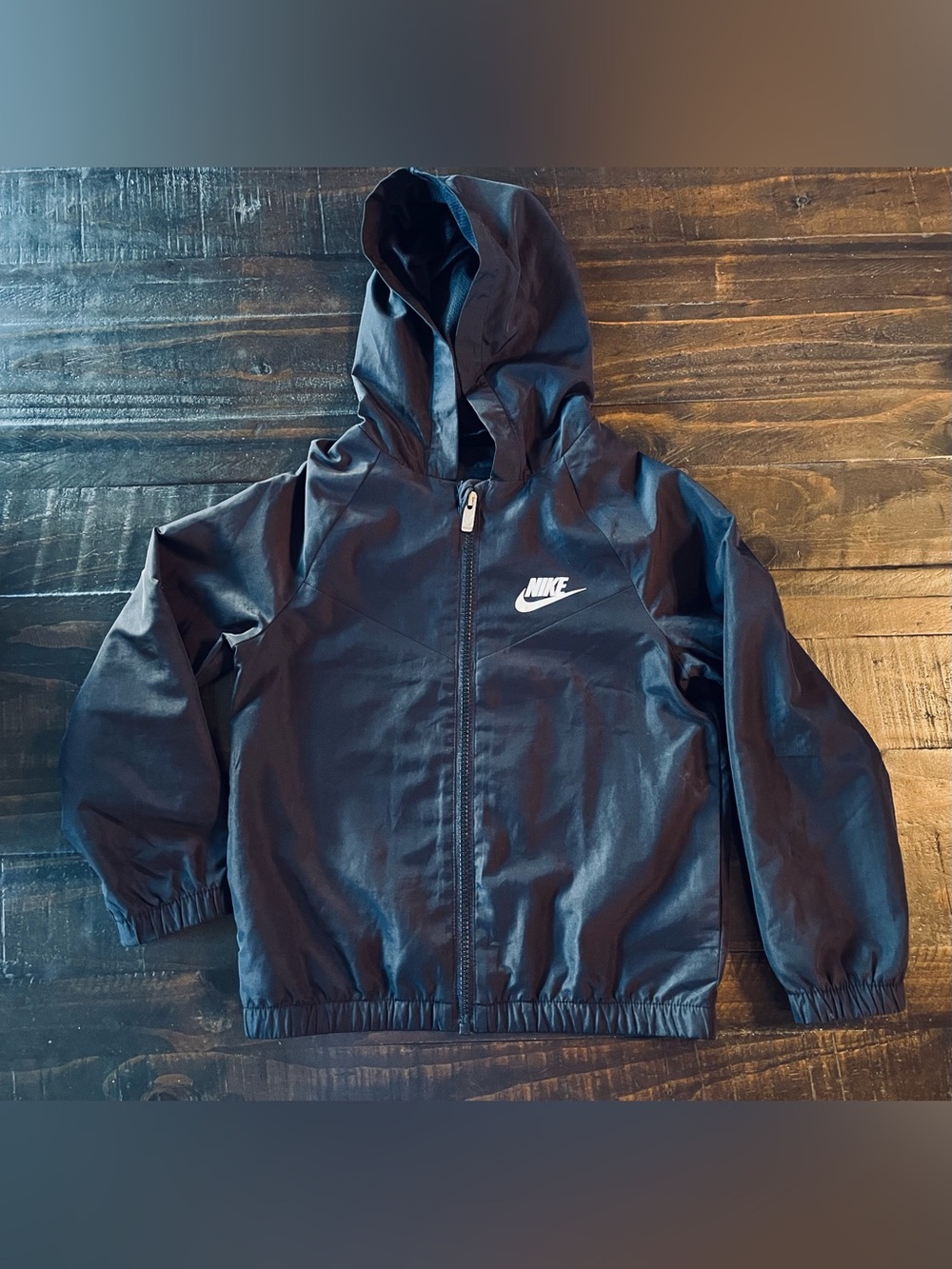 Nike DRI-FIT Black Hooded Windbreaker Jacket Boys 7